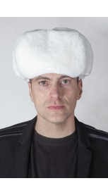 White rex rabbit fur hat Russian style